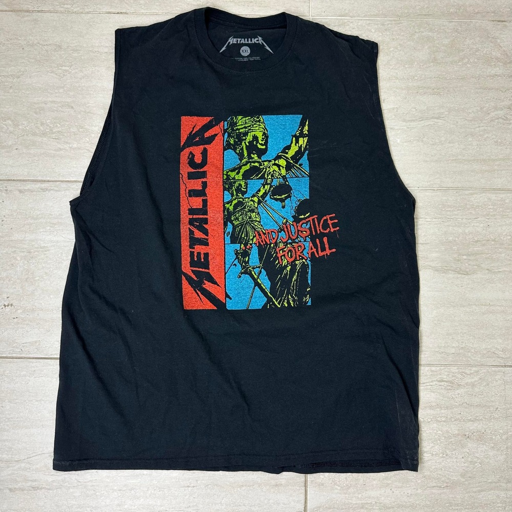 Metallica And Justice For All Tank Top XXL Black Band Shirt Sleeveless Graphic